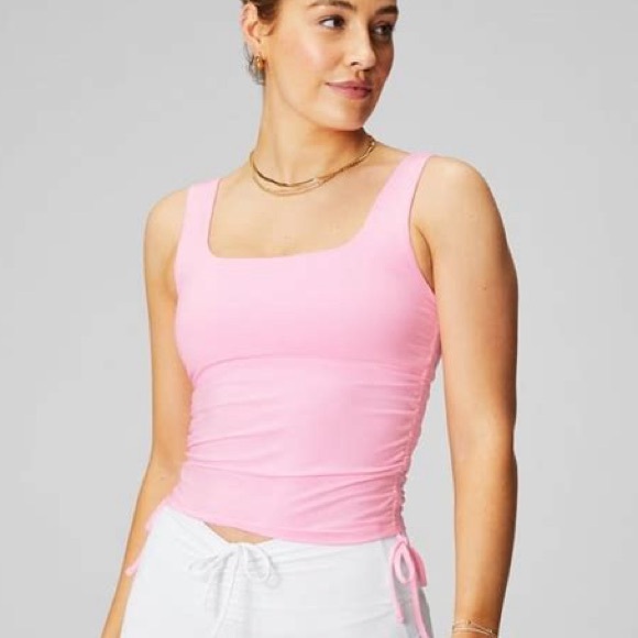 Fabletics Ruched Pink Tank Top - Picture 1 of 7